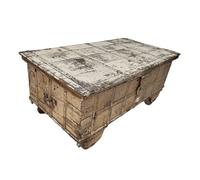 Mesa baúl de madera acabado artesanal marrón 136x71x59 cm