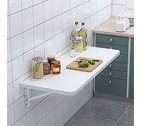 Mesa blanca para barra de desayuno, escritorio plegable montado en la pared, estación de trabajo compacta para el hogar, oficina, dormitorio y cuarto de lavado, diseño de ahorro de espacio (60 x 30 cm