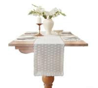 Mesa bordada de algodón puro para camino con diseño de ganchillo hueco para comedor romántico francés y decoración de boda, patrón de hojas florales blancas para el hogar, hotel, té, mantel de 30 x