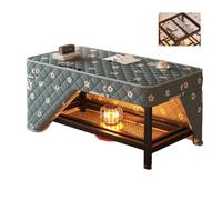 Mesa Calefactora Kotatsus Plegable Mesa para Calentar Fuego con Estructura de Acero Al Carbono, Acolchado Grueso, Calefactor, Funda de Cuero y Red de Secado Tablero de Madera Maciza(B)