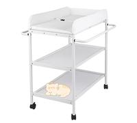 Mesa cambiador 2 en 1 con bañera de hidromasaje, de nacimiento a 12 meses, carga máxima de 14 kg, cómoda cambiador para bebé con cinturón de seguridad y almacenamiento, 84 x 72 x 90 cm (blanco)