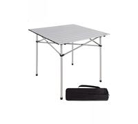 AKTIVE Mesa plegable ligera, Mesa camping aluminio, Tablero laminado, 70x70x70 cm, con bolsa de transporte, topes antideslizantes, para 4 personas (52840)