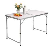 Mesa camping plegable blanca aluminio 120x60x70cm