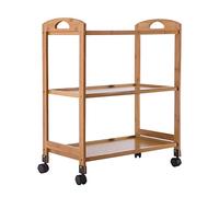 Mesa Carrito Camarera Carro De Servicio 3 Niveles De Madera Organizador Movimiento Fácil Encargarse De Ruedas Universales con Freno Capacidad 60 Kg (Color : Orange)