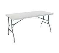 Mesa Catering Plegable Rectangular Portatil Blanca 150 cm | Thinia Home | Mesa Multiusos: Camping, Eventos en Espacios Exteriores o Interiores | Mesa Resina y Patas Acero | 2-4 Personas