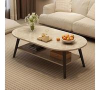 Mesa central para sala de estar, mesa de centro de 31.5 pulgadas para sala de estar, mesa de café minimalista de exhibición, mesa de centro ovalada de 2 niveles con almacenamiento, mesa auxiliar