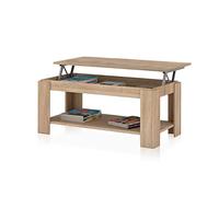 Mesa Centro con revistero, Mesa elevable, mesita Mueble Salon Comedor, Acabado en Roble Canadian, Medidas: 102 cm (Largo) x 43/54 cm (Alto) x 50 cm (Fondo)