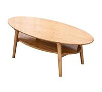 Mesa Centro Mesa Auxiliar Mesa de Centro Mesa Baja Mesa De Centro De Bambú Sencilla Y Moderna Con Estante De Almacenamiento Doble, Práctica Mesa Auxiliar, Sofá Para Sala De Estar, Mesa De Té Ovalada M