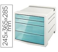 Leitz Esselte Archivador de Escritorio, Organizador de 4 Alturas para Organizar Documentos, Folletos y otra Papelería, Casa y Oficina, Diseño en Relieve, Gama Colour'Breeze, Azul, 626284