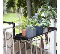 Mesa Colgante De Balcón, Plegable Colgante Con Barandilla De Jardín, De Terraza, Folding Table Multifuncional para Desayunar Ajustable, para Barandilla Madera de Metal(Black,60*25cm/23.6*9.8in)
