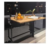 Mesa colgante para balcón, mesa colgante de madera natural, varios tamaños, plegable, barandilla ajustable (L120 x W38 cm/L47,2 x W15IN)
