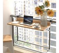 Mesa colgante plegable para balcón, 60 cm, ahorra espacio, mesa de bistró con clip para barandilla, mesa auxiliar portátil al aire libre para uso en balcón y patio