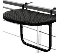 Mesa colgante plegable para balcón, negra, 61x40cm