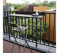 Mesa colgante plegable para interiores y exteriores, estante ajustable de aleación de aluminio para balcón y patio, mesa de cubierta montada en la pared, color marrón, disponible en 3 tamaños
