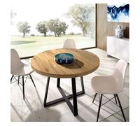 DEKIT GRUPO RIMOBEL Duna Mesa de Comedor Redonda Extensible, Melamina, Nordic, 77x110-158 cm