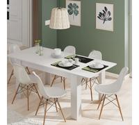 Habitdesign Mesa de Comedor Extensible, Mesa salón o Cocina, Acabado en Color Blanco Artik, Modelo Kendra, Medidas: 140-190 cm (Largo) x 90 cm (Ancho) x 78 cm (Alto)