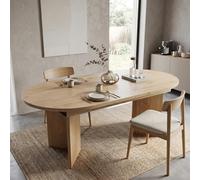 Mesa Comedor Extensible Ovalada MDF Efecto Madera 140-180x90x75cm | Mesa de comedor extensible para 6 - 8 personas con tablero de 18 mm y esquinas redondeadas para comedor, cocina y hogar