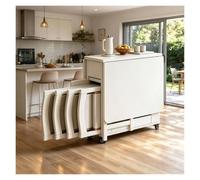 Mesa comedor extensible plegable con cajones de almacenamiento | Set completo con sillas, móvil, versátil para viviendas pequeñas(White)