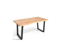 MOMMA HOME Mesa Comedor Madera - Mesa Salon Rustica, Mesa Comedor Patas Metálicas/Hierro Negro, Mesa Madera MDF, Comedor, Alaska, Color Roble/Negro (200_X_100_cm)
