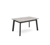 Mesa comedor, mesa fija cocina y salón, 140x90x75cm, para 6 comensales, patas de madera, cemento