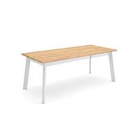 Mesa comedor, mesa fija cocina y salón, 194x90x75cm, para 10 comensales, patas de madera, roble