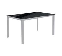 Mesa comedor salón superficie fija cadell cristal negro estructura metal 140x190 cm 75 cm