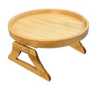Mesa con bandeja para reposabrazos de sofá, reposabrazos plegable de madera, diseño estable antideslizante, mesas auxiliares de madera de pino natural, organizador para bebidas remotas, teléfono