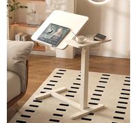 Mesa con Ruedas De Altura Ajustable Giratorias Ocultas, Escritorio De Pie, Mesa para Portátil, Carrito con Ruedas para Ordenador, Mesita Noche Móvil(White)