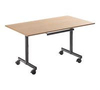 Mesa con tablero abatible, móvil H x A x P 720 x 1400 x 800 mm
