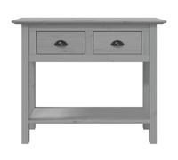 Mesa consola BODO 91 x 35 x 74 cm madera maciza pino gris | 2 cajones con asas de metal, estante inferior, estilo francés, para recibidor