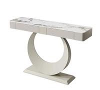 Mesa Consola con Almacenamiento, Mesa de Entrada Estrecha con Dos Cajones, Mesa para Detrás del Sofá, Base Decorativa de Acero al Carbono, Mesa Auxiliar Rectangular para Recibidor(White c,80cm/31in)
