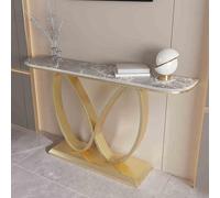 Mesa consola con base de metal de mariposa y parte superior de piedra, elegante diseño estrecho para muebles de entrada y sala de estar