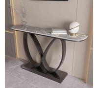 Mesa consola con base de metal de mariposa y parte superior de piedra, elegante diseño estrecho para muebles de entrada y sala de estar