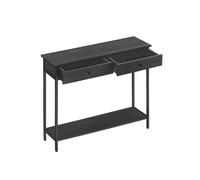 VASAGLE Mesa de Consola, Mesa de Entrada, Mesa de Sofá con 2 Cajones, Marco de Acero, Estable, para Pasillo, Dormitorio, Salón, Estilo Industrial, Gris Carbón y Negro Tinta LNT015B07