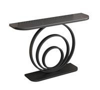 Mesa consola con diseño creativo de losa de roca, marco de metal pintado a alta temperatura, ideal para pasillo, dormitorio, sala de estar, vestíbulo