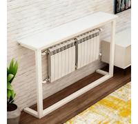 Mesa consola con estante de radiador, marco de metal montado, mesa de sofá ultrafina para sala de estar y cocina, 140 x 20 x 80 cm