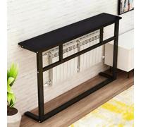 Mesa consola con estante de radiador, marco de metal montado, mesa de sofá ultrafina para sala de estar y cocina, 140 x 20 x 80 cm