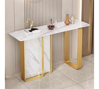 Mesa consola con losa de roca y marco de metal dorado, muebles creativos de entrada para pasillo, dormitorio, sala de estar y vestíbulo