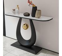 Mesa Consola con Una Creativa Base de Metal, Mesa de Sofá Detrás del Sofá, Consola de Entrada Industrial, Mesa de Consola Estrecha, para Pasillo Sala de Estar(Black 3)