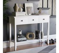Mesa Consola de 2 cajones con estantería Home Discount Windsor Mesa Consola de 3 cajones 74 x 100 x 30 cm Blanco
