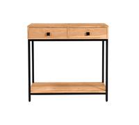 Mesa consola de acacia y metal con 2 cajones 80 cm AXELLE