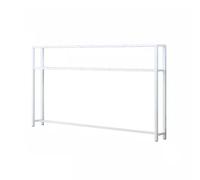 Mesa consola de dos niveles para sofá de sala de estar, color blanco, 180 x 15 x 102 cm