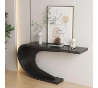 Mesa consola de entrada de estilo Art Déco, mesa auxiliar de al carbono | Mesa expositora decorativa única en forma de C, ideal para salón, entrada, pasillo y recibidor(Black,120cm/47.2in)
