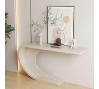 Mesa consola de entrada de estilo Art Déco, mesa auxiliar de al carbono | Mesa expositora decorativa única en forma de C, ideal para salón, entrada, pasillo y recibidor(White,100cm/39.4in)