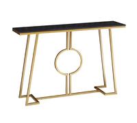 Mesa consola de entrada para pasillo o sala de estar, mesa de vestíbulo con patas de hierro y mesa de roca, elegante mesa de sofá detrás del sofá