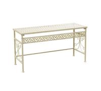 Mesa Consola de Hierro Antiguo Exteriores, Mesa Auxiliar Jardin Metal Resistente A La Intemperie de 100 cm, Soporte Plantas Decorativo Retro for Terraza, Balcón, Porche, Entrada(White,100x36x53cm)