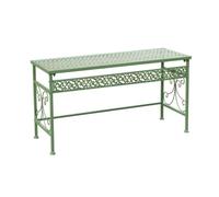 Mesa Consola de Hierro Antiguo Exteriores, Mesa Auxiliar Jardin Metal Resistente A La Intemperie de 100 cm, Soporte Plantas Decorativo Retro for Terraza, Balcón, Porche, Entrada(Green,100x36x53cm)