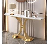 Mesa consola de lujo dorada con acabado galvanizado, mesa de sofá rectangular moderna para sala de estar o entrada, 120 cm de largo, elegante base dorada