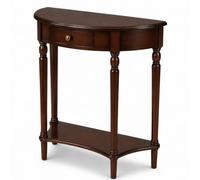 Mesa consola de madera de media luna con cajón y estante, mesas de entrada estrechas y delgadas, mesa de sofá con acento vintage para pasillo, decoración de espacios pequ Dark Walnut 31.5*13.8*31.5in
