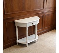 Mesa consola de madera maciza de media luna para entrada con cajón de almacenamiento, mesa de sofá semicircular para decoración de pasillo y entrada